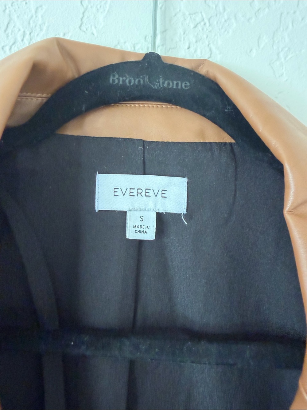 Evereve Double-Breasted Faux Leather Blazer - Camel Brown - Picture 3 of 4